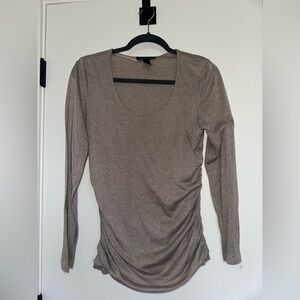 INC International Concepts Champagne Metallic Long Sleeve Blouse